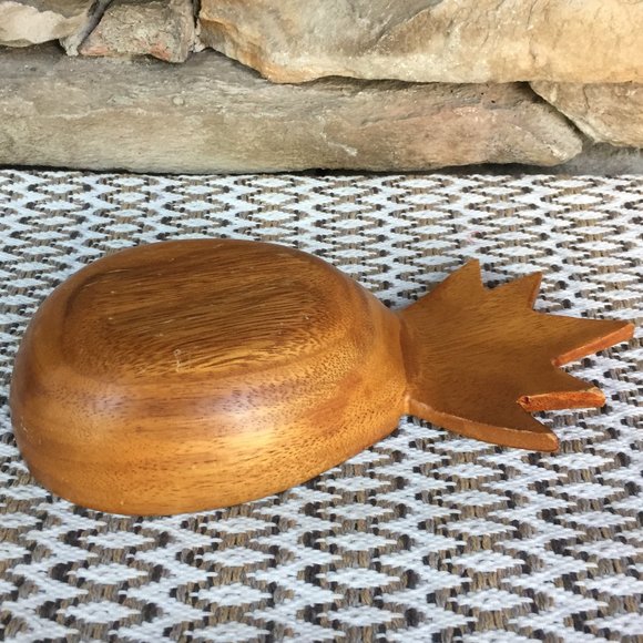Vintage Wood Pineapple Bowl Monkey Pod Boho Decor - Picture 7 of 7